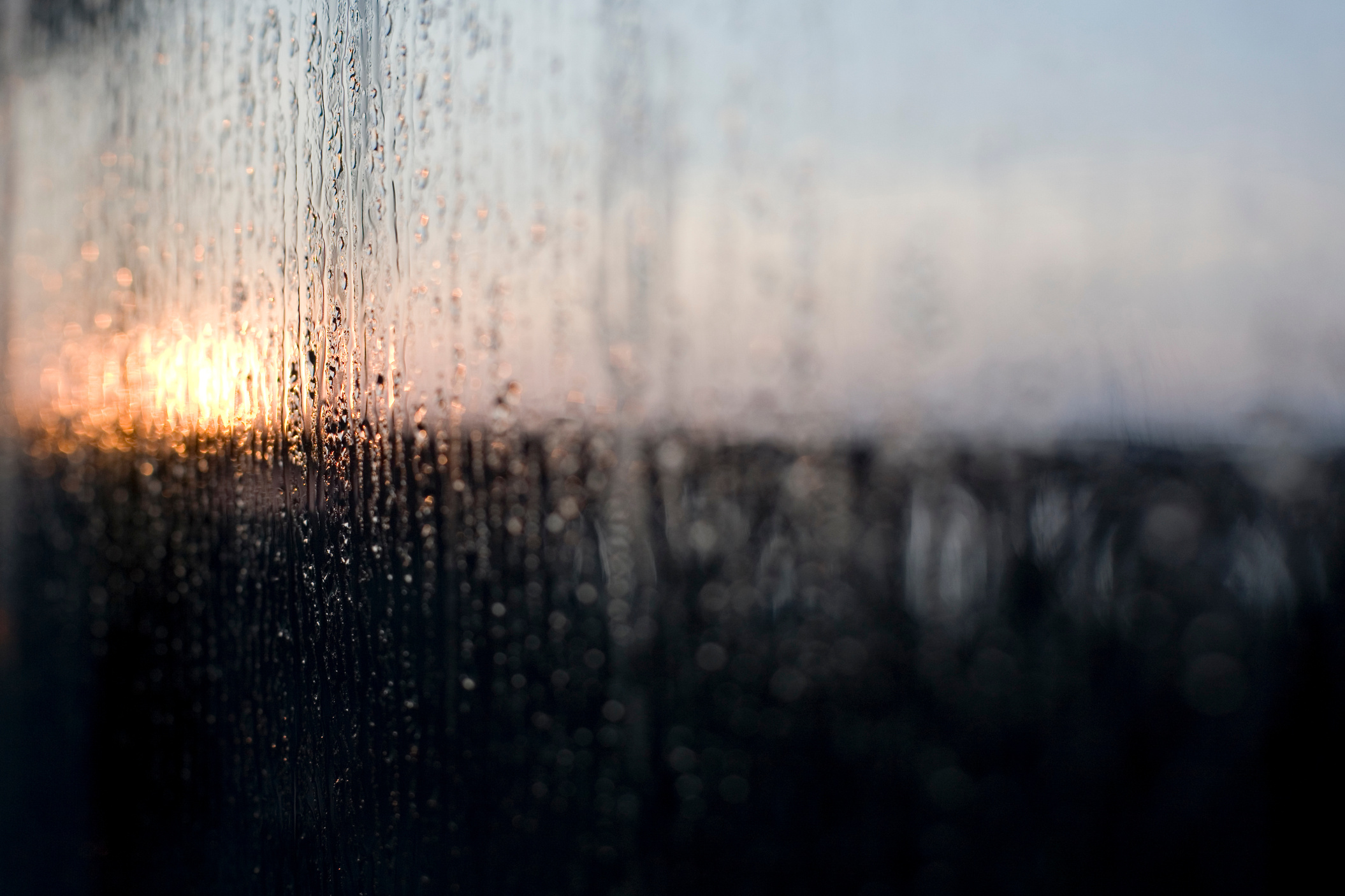 Rain on Window at Dawn